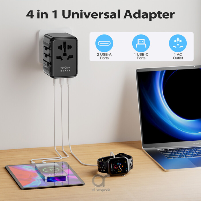 Brave Universal Travel Adapter with GaN Fast Charging - 2 - USB hubs Dubai, Dubai mobile accessories