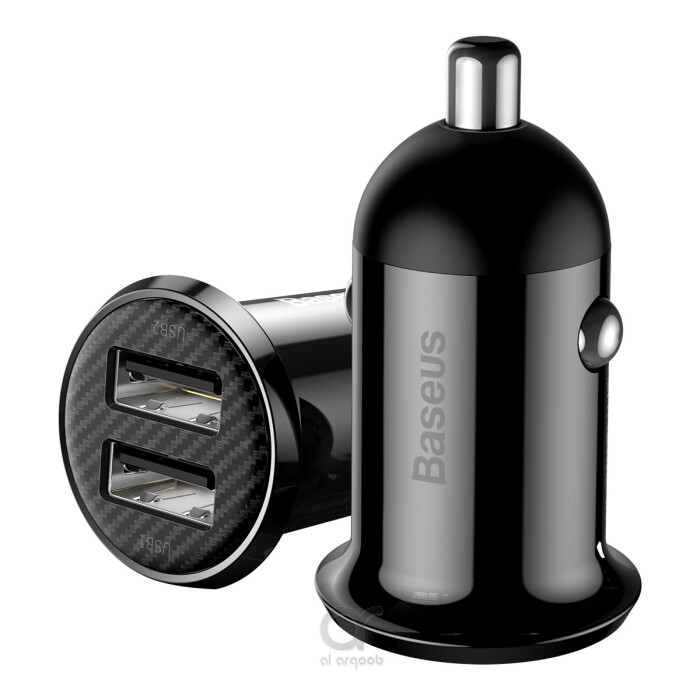 Baseus Grain Pro Car Charger (Dual USB 4.8A ) Black - Best electronics store in UAE, Premium phone chargers UAE