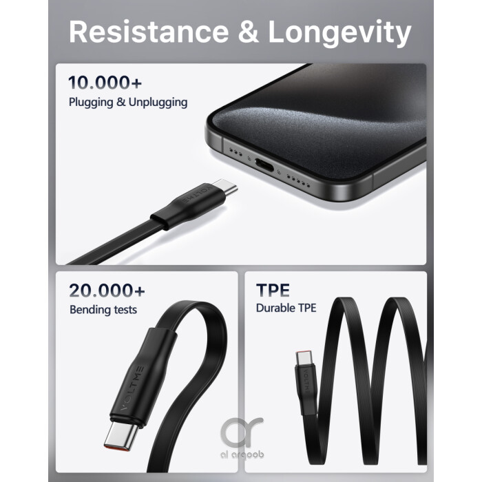 Voltme Powerlink YoYo Retractable Type-C to Type-C Cable - - 60W fast charging, charging accessories UAE​​
