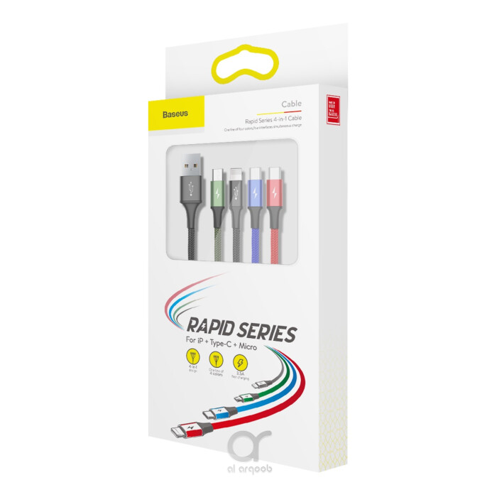 Baseus 4 in 1 USB to Lightning, Dual Type C and Micro - Bluetooth headphones Dubai, Original phone cables UAE